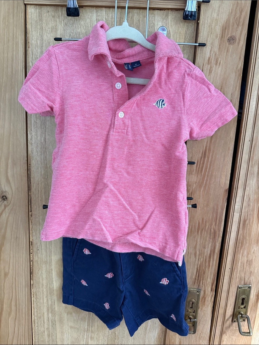 Janie and Jack Polo and shorts with Embroidered Fish